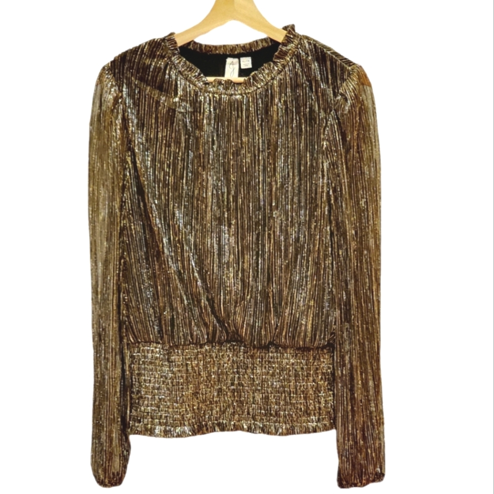 Joie Sparkly Metallic Party Top Sz XL gold black